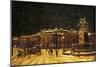 View of Snow Falling at Charing Cross at Night, C1851-null-Mounted Giclee Print