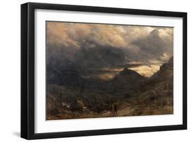 View of Snowdon (Oil on Panel)-James Thomas Linnell-Framed Giclee Print