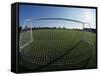 View of Soccer Field Through Goal-Steven Sutton-Framed Stretched Canvas