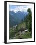 View of Southern Annapurna with Landruk Villge in Foreground, Pokhara, Annapurna Area, Nepal, Asia-Eitan Simanor-Framed Photographic Print