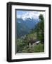 View of Southern Annapurna with Landruk Villge in Foreground, Pokhara, Annapurna Area, Nepal, Asia-Eitan Simanor-Framed Photographic Print