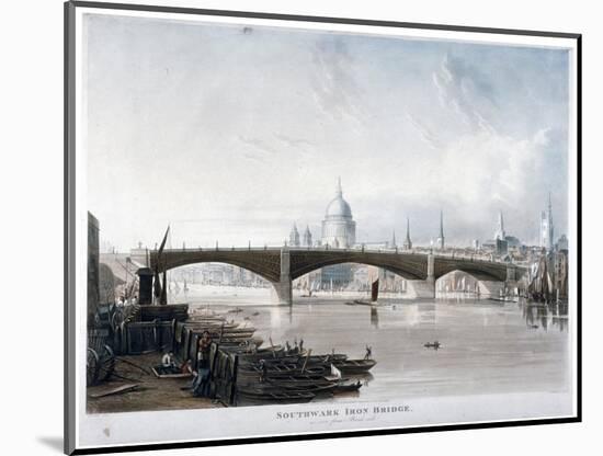 View of 'Southwark Iron Bridge' from Bankside, London, 1819-Thomas Sutherland-Mounted Giclee Print
