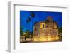 View of Southwest medieval bastion in Kos Town at dusk, Kos, Dodecanese, Greek Islands, Greece-Frank Fell-Framed Photographic Print