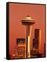 View of Space Needle and Seattle Buildings, Seattle, Washington, USA-Stuart Westmorland-Framed Stretched Canvas