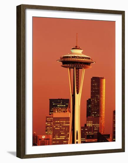 View of Space Needle and Seattle Buildings, Seattle, Washington, USA-Stuart Westmorland-Framed Premium Photographic Print