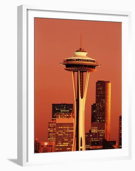 View of Space Needle and Seattle Buildings, Seattle, Washington, USA-Stuart Westmorland-Framed Premium Photographic Print