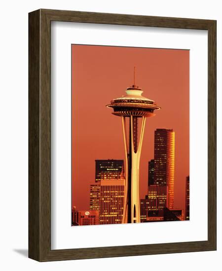 View of Space Needle and Seattle Buildings, Seattle, Washington, USA-Stuart Westmorland-Framed Photographic Print