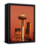 View of Space Needle and Seattle Buildings, Seattle, Washington, USA-Stuart Westmorland-Framed Stretched Canvas