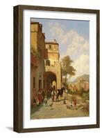 View of Spottorno on the Mediterranean Coast, 19th Century-Jacques Carabain-Framed Giclee Print