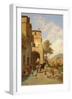 View of Spottorno on the Mediterranean Coast, 19th Century-Jacques Carabain-Framed Giclee Print