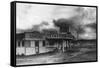 View of Springer's Hot Springs Texaco Station - Fernley, NV-Lantern Press-Framed Stretched Canvas