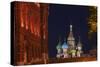 View of St Basil's Cathedral from Manezh Square.-Jon Hicks-Stretched Canvas