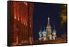 View of St Basil's Cathedral from Manezh Square.-Jon Hicks-Framed Stretched Canvas