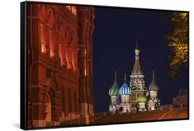 View of St Basil's Cathedral from Manezh Square.-Jon Hicks-Framed Stretched Canvas