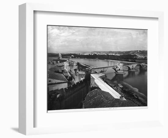 View of St. Benezet Bridge and the City Walls, Avignon-null-Framed Giclee Print