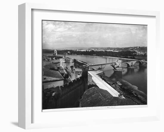 View of St. Benezet Bridge and the City Walls, Avignon-null-Framed Giclee Print