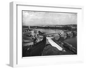 View of St. Benezet Bridge and the City Walls, Avignon-null-Framed Giclee Print