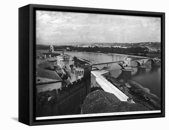 View of St. Benezet Bridge and the City Walls, Avignon-null-Framed Stretched Canvas