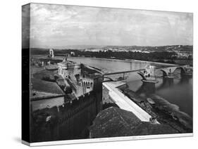 View of St. Benezet Bridge and the City Walls, Avignon-null-Stretched Canvas