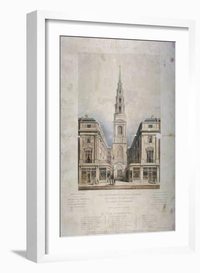 View of St Bride's Avenue Including the Premises of Pitman and Ashfield, City of London, 1825-T Kearnan-Framed Giclee Print