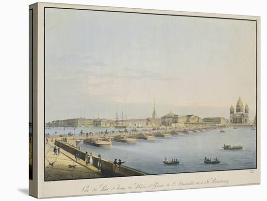 View of St. Isaac's Bridge, the Admiralty and the Winter Palace, St. Petersburg-Christian Gottlob Hammer-Stretched Canvas