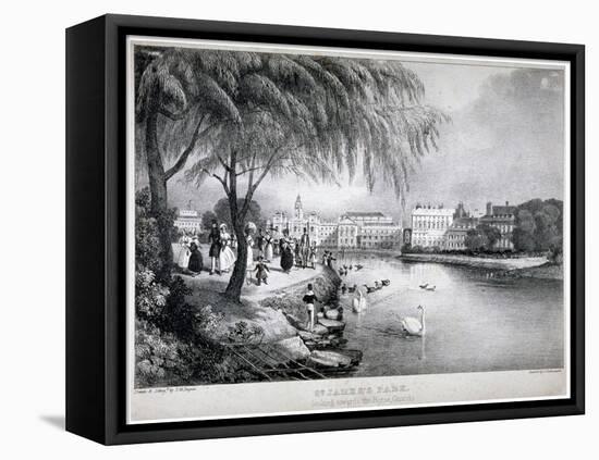 View of St James's Park and Buckingham Palace, Westminster, London, C1830-Thomas Mann Baynes-Framed Stretched Canvas