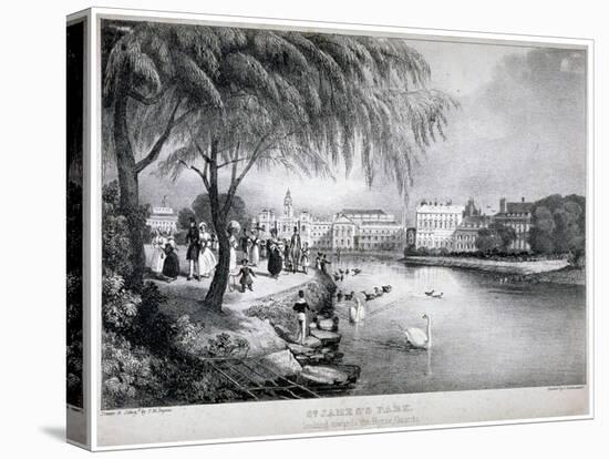 View of St James's Park and Buckingham Palace, Westminster, London, C1830-Thomas Mann Baynes-Stretched Canvas