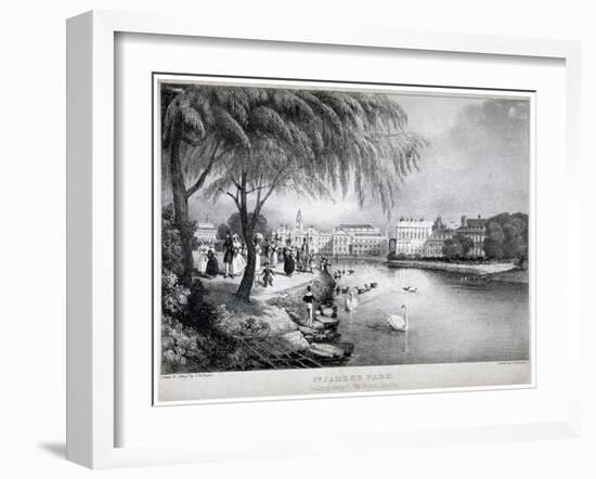 View of St James's Park and Buckingham Palace, Westminster, London, C1830-Thomas Mann Baynes-Framed Giclee Print