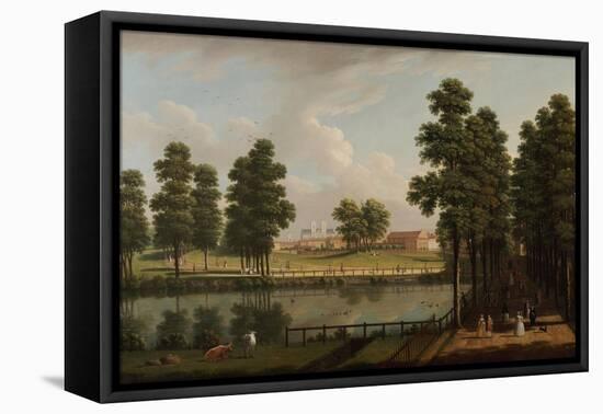 View of St. James's Park with Westminster Abbey Beyond-John Inigo Richards-Framed Stretched Canvas