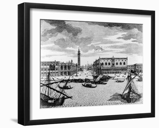 View of St. Mark's Square from the Lagoon, Venice (Engraving)-Francesco Zucchi-Framed Giclee Print