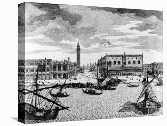 View of St. Mark's Square from the Lagoon, Venice (Engraving)-Francesco Zucchi-Stretched Canvas