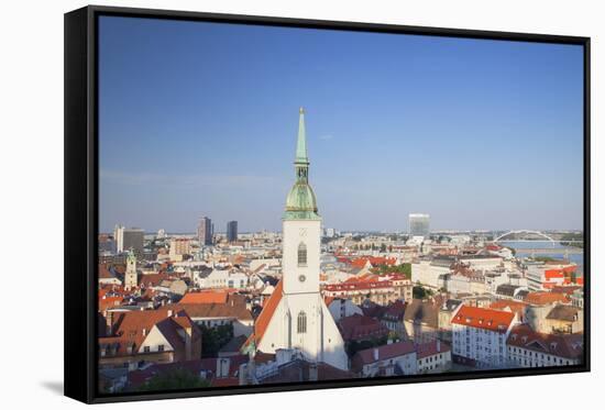 View of St. Martin's Cathedral and City Skyline, Bratislava, Slovakia, Europe-Ian Trower-Framed Stretched Canvas