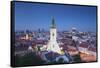 View of St Martin's Cathedral and City Skyline, Bratislava, Slovakia-Ian Trower-Framed Stretched Canvas