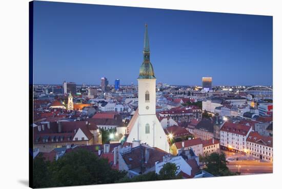 View of St Martin's Cathedral and City Skyline, Bratislava, Slovakia-Ian Trower-Stretched Canvas