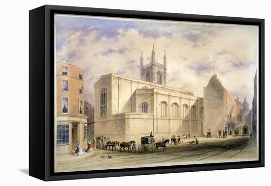 View of St Mary Aldermary with a Street Scene in Watling Street, City of London, C1850-null-Framed Stretched Canvas