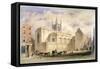 View of St Mary Aldermary with a Street Scene in Watling Street, City of London, C1850-null-Framed Stretched Canvas