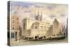 View of St Mary Aldermary with a Street Scene in Watling Street, City of London, C1850-null-Stretched Canvas