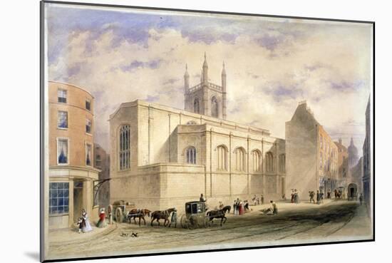 View of St Mary Aldermary with a Street Scene in Watling Street, City of London, C1850-null-Mounted Giclee Print