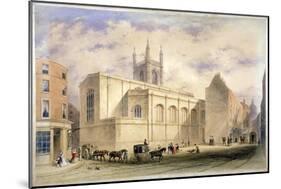 View of St Mary Aldermary with a Street Scene in Watling Street, City of London, C1850-null-Mounted Giclee Print