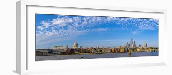 View of St. Paul's Cathedral, River Thames and City of London skyline, London, England-Frank Fell-Framed Photographic Print