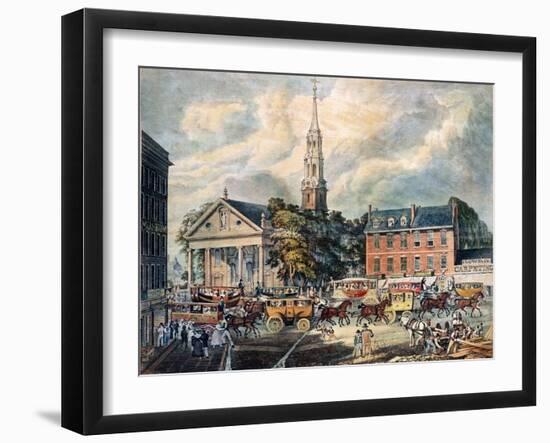 View of St. Paul's Chapel and the Broadway Stages, New York-null-Framed Giclee Print