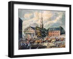 View of St. Paul's Chapel and the Broadway Stages, New York-null-Framed Giclee Print