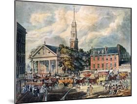 View of St. Paul's Chapel and the Broadway Stages, New York-null-Mounted Giclee Print