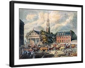 View of St. Paul's Chapel and the Broadway Stages, New York-null-Framed Giclee Print