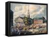 View of St. Paul's Chapel and the Broadway Stages, New York-null-Framed Stretched Canvas