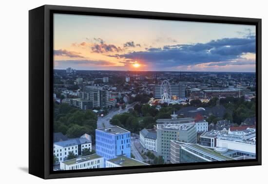 View of St. Pauli at sunset, Hamburg, Germany, Europe-Ian Trower-Framed Stretched Canvas