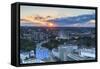 View of St. Pauli at sunset, Hamburg, Germany, Europe-Ian Trower-Framed Stretched Canvas