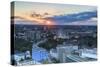 View of St. Pauli at sunset, Hamburg, Germany, Europe-Ian Trower-Stretched Canvas