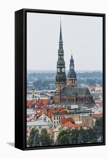 View of St. Peter Church from the Latvian Academy of Science Building-Massimo Borchi-Framed Stretched Canvas