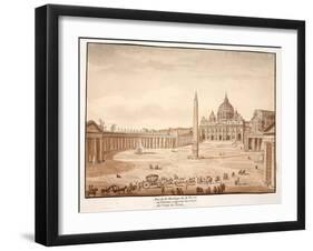 View of St. Peter's Basilica in the Vatican, Built on the Ruins of the Circus of Nero, 1833-Agostino Tofanelli-Framed Giclee Print